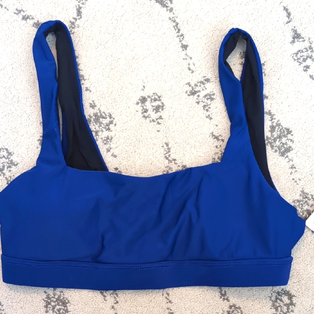 Blue Scoop-Back Bikini Top